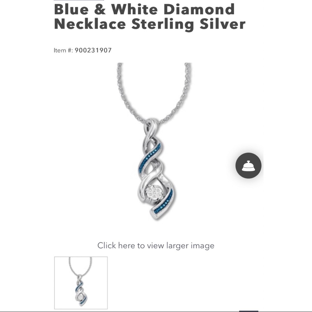 Blue & White Diamond Necklace Sterling Silver